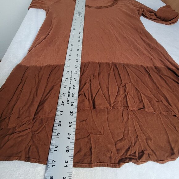 Left Of Center Womens Rust Brown Roll-Tab Sleeve Back Buttons Tunic Top Medium - Picture 9 of 10